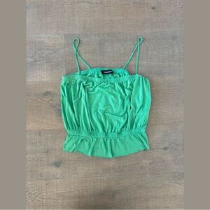 reformation liliana green ruffle peplum tank top